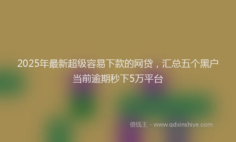 2025年最新超级容易下款的网贷，汇总五个黑户当前逾期秒下5万平台