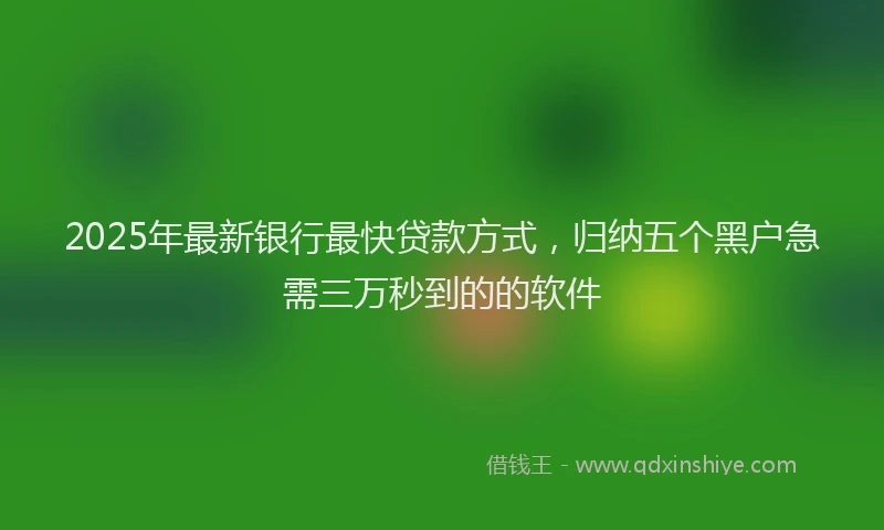 2025年最新银行最快贷款方式，归纳五个黑户急需三万秒到的的软件