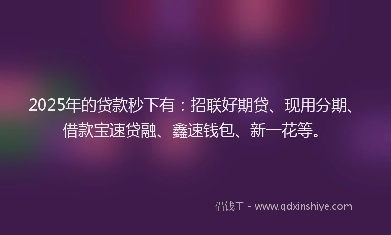 2025年的贷款秒下有：招联好期贷、现用分期、借款宝速贷融、鑫速钱包、新一花等。