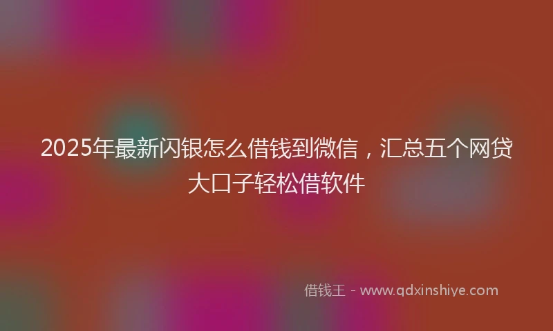 2025年最新闪银怎么借钱到微信，汇总五个网贷大口子轻松借软件