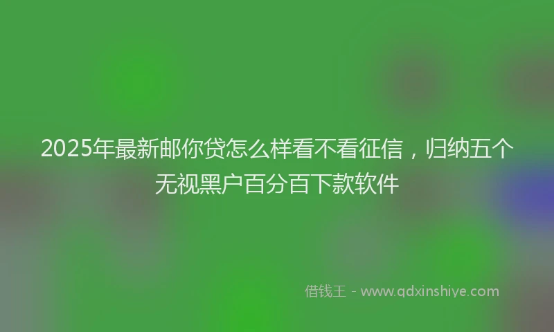 2025年最新邮你贷怎么样看不看征信，归纳五个无视黑户百分百下款软件