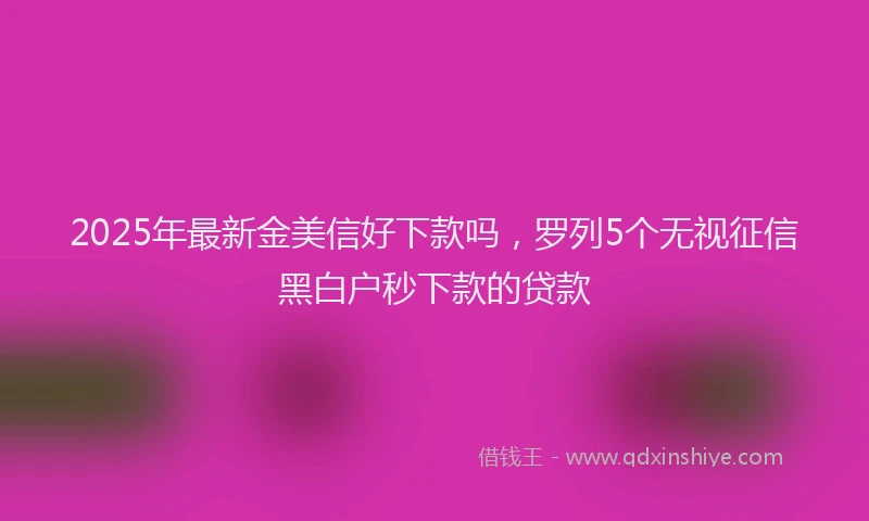 2025年最新金美信好下款吗，罗列5个无视征信黑白户秒下款的贷款
