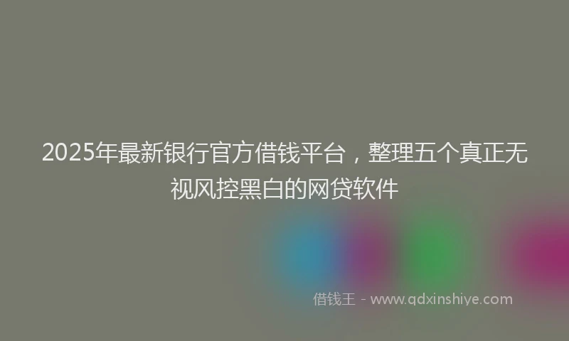 2025年最新银行官方借钱平台，整理五个真正无视风控黑白的网贷软件