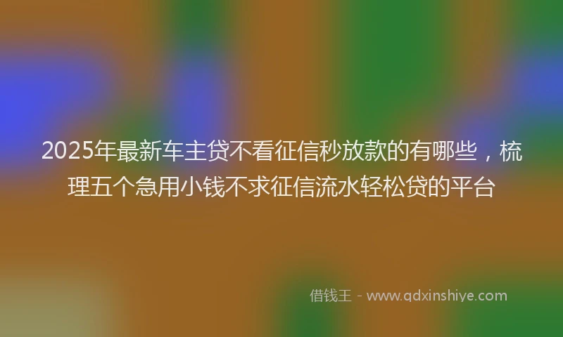 2025年最新车主贷不看征信秒放款的有哪些，梳理五个急用小钱不求征信流水轻松贷的平台