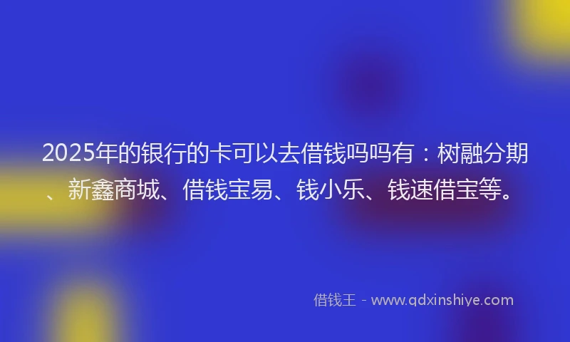 2025年的银行的卡可以去借钱吗吗有：树融分期、新鑫商城、借钱宝易、钱小乐、钱速借宝等。