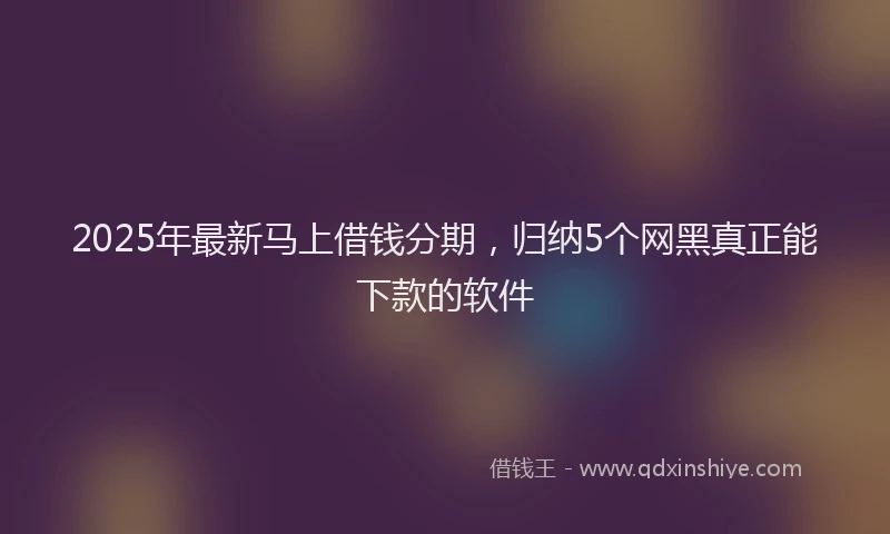2025年最新马上借钱分期，归纳5个网黑真正能下款的软件