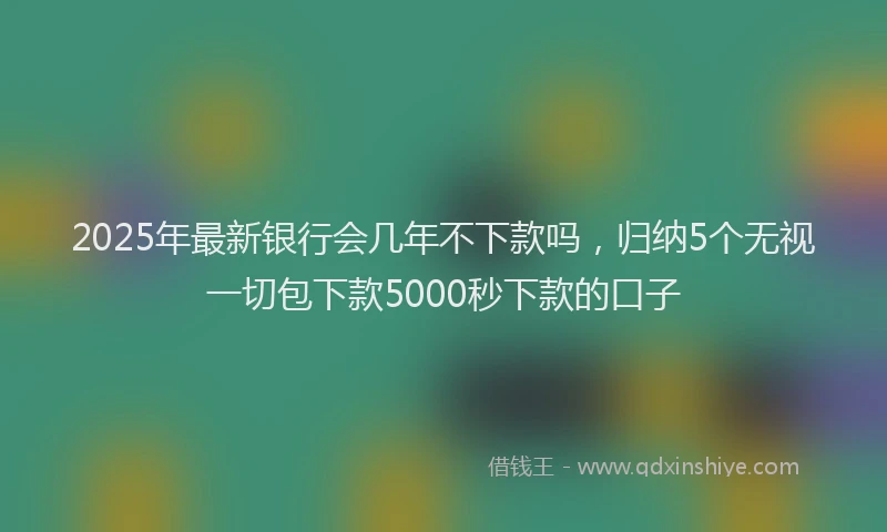 2025年最新银行会几年不下款吗，归纳5个无视一切包下款5000秒下款的口子