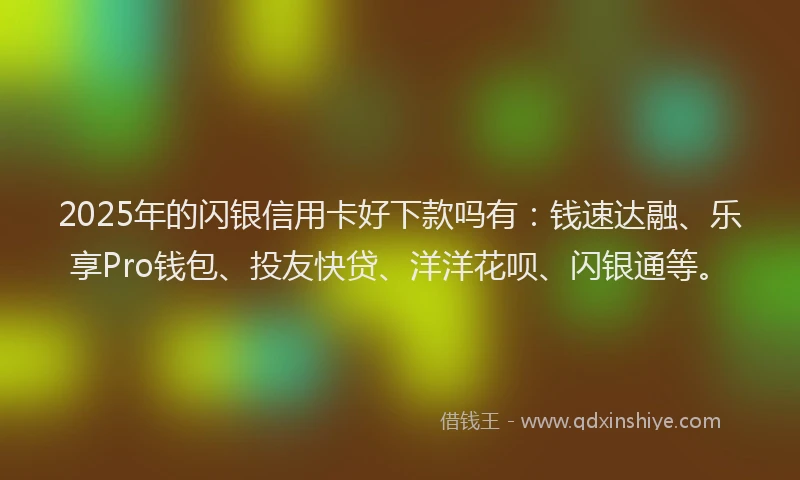 2025年的闪银信用卡好下款吗有：钱速达融、乐享Pro钱包、投友快贷、洋洋花呗、闪银通等。