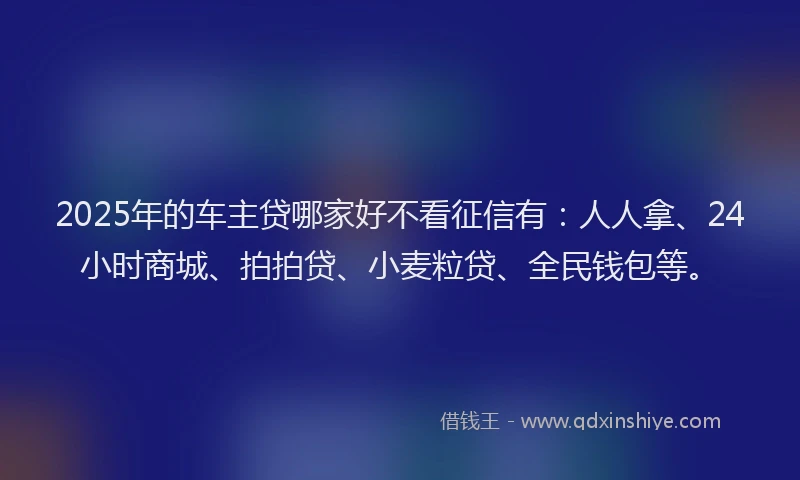 2025年的车主贷哪家好不看征信有：人人拿、24小时商城、拍拍贷、小麦粒贷、全民钱包等。