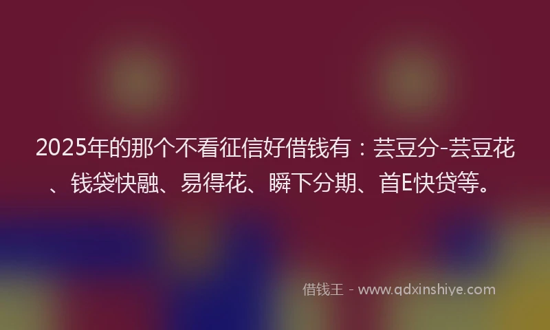 2025年的那个不看征信好借钱有：芸豆分-芸豆花、钱袋快融、易得花、瞬下分期、首E快贷等。
