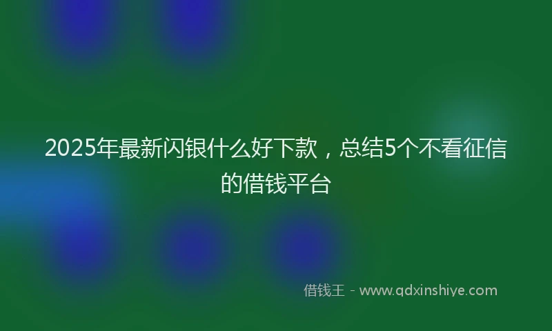 2025年最新闪银什么好下款，总结5个不看征信的借钱平台