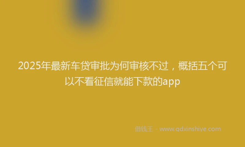 2025年最新车贷审批为何审核不过，概括五个可以不看征信就能下款的app