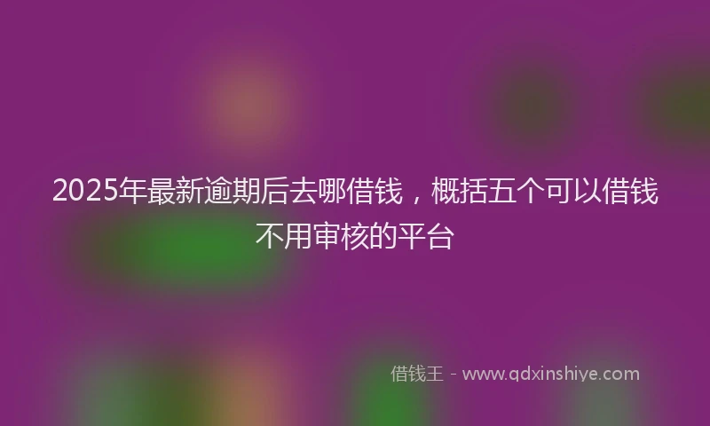 2025年最新逾期后去哪借钱，概括五个可以借钱不用审核的平台