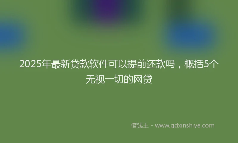 2025年最新贷款软件可以提前还款吗，概括5个无视一切的网贷
