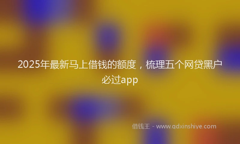 2025年最新马上借钱的额度，梳理五个网贷黑户必过app