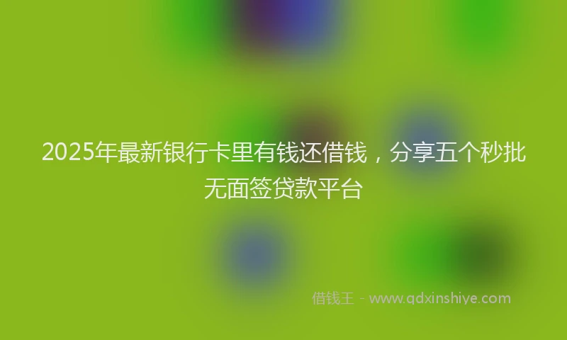 2025年最新银行卡里有钱还借钱，分享五个秒批无面签贷款平台