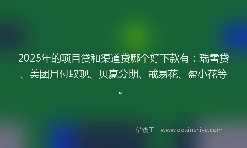 2025年的项目贷和渠道贷哪个好下款有：瑞雪贷、美团月付取现、贝赢分期、戒易花、盈小花等。