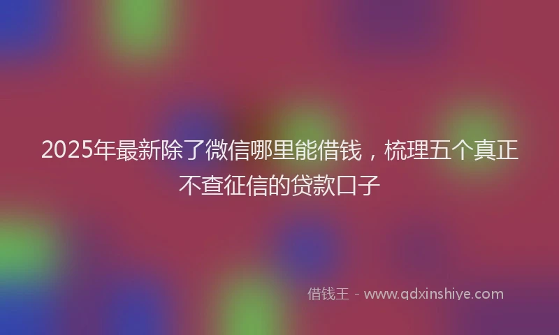 2025年最新除了微信哪里能借钱，梳理五个真正不查征信的贷款口子