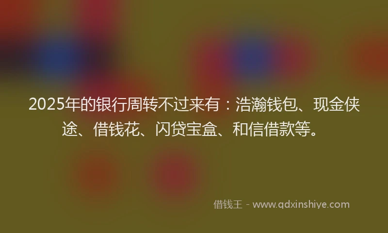 2025年的银行周转不过来有：浩瀚钱包、现金侠途、借钱花、闪贷宝盒、和信借款等。