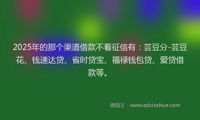 2025年的那个渠道借款不看征信有：芸豆分-芸豆花、钱速达贷、省时贷宝、福禄钱包贷、爱贷借款等。