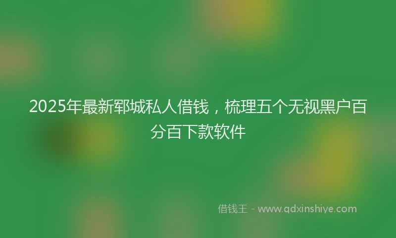 2025年最新郓城私人借钱，梳理五个无视黑户百分百下款软件