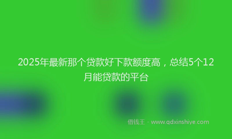 2025年最新那个贷款好下款额度高，总结5个12月能贷款的平台