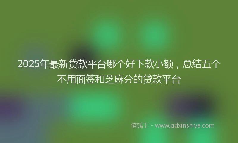 2025年最新贷款平台哪个好下款小额，总结五个不用面签和芝麻分的贷款平台