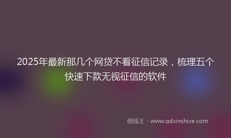 2025年最新那几个网贷不看征信记录，梳理五个快速下款无视征信的软件