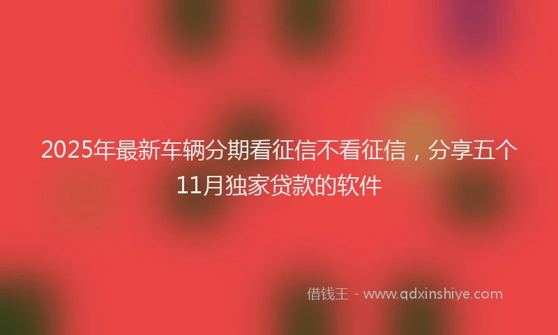 2025年最新车辆分期看征信不看征信，分享五个11月独家贷款的软件