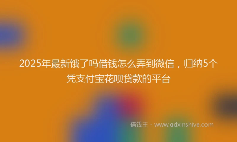 2025年最新饿了吗借钱怎么弄到微信，归纳5个凭支付宝花呗贷款的平台