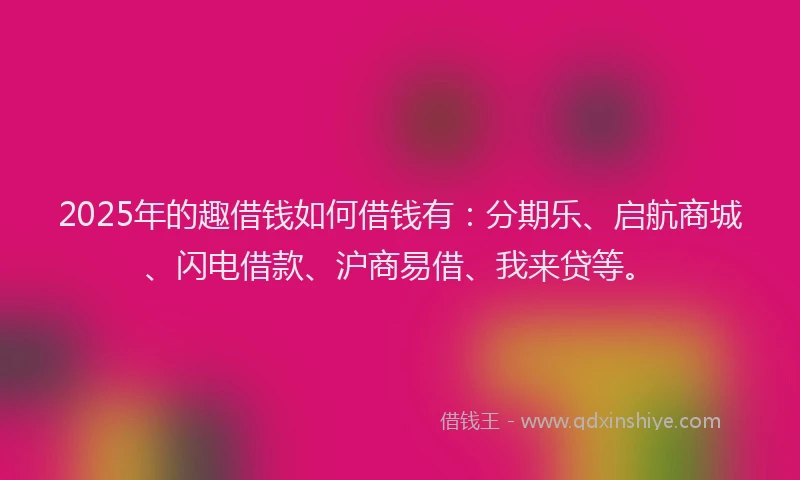 2025年的趣借钱如何借钱有：分期乐、启航商城、闪电借款、沪商易借、我来贷等。
