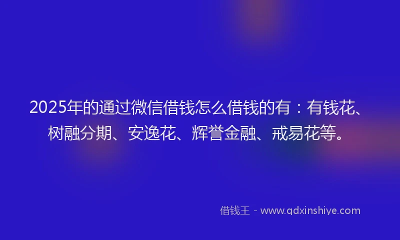 2025年的通过微信借钱怎么借钱的有：有钱花、树融分期、安逸花、辉誉金融、戒易花等。