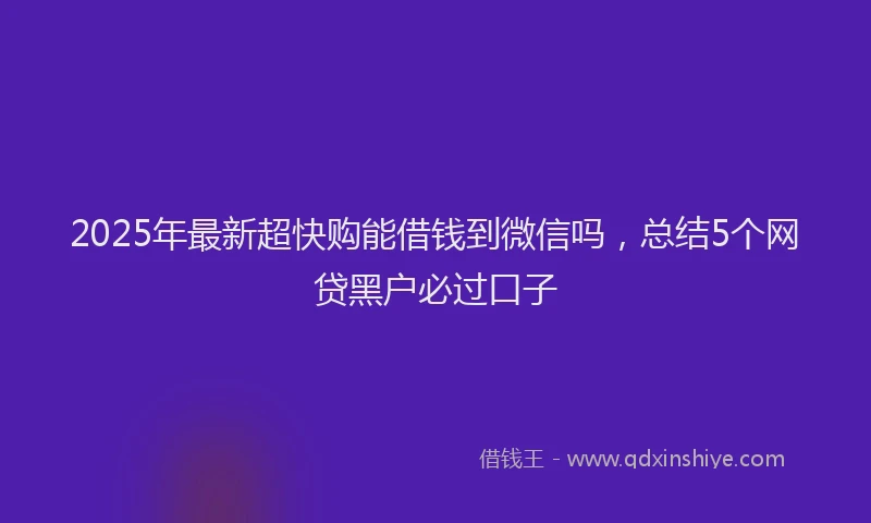 2025年最新超快购能借钱到微信吗，总结5个网贷黑户必过口子