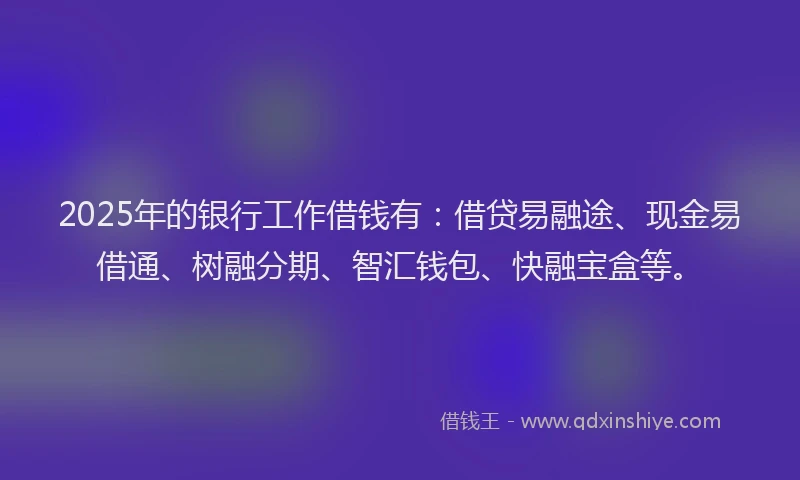 2025年的银行工作借钱有：借贷易融途、现金易借通、树融分期、智汇钱包、快融宝盒等。