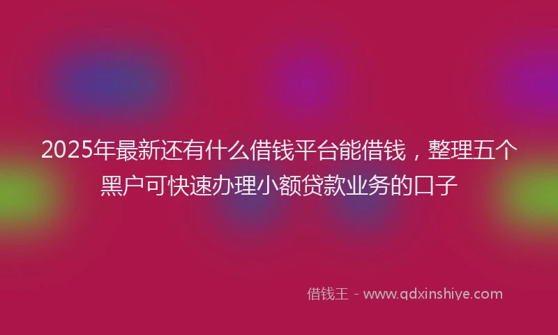 2025年最新还有什么借钱平台能借钱，整理五个黑户可快速办理小额贷款业务的口子