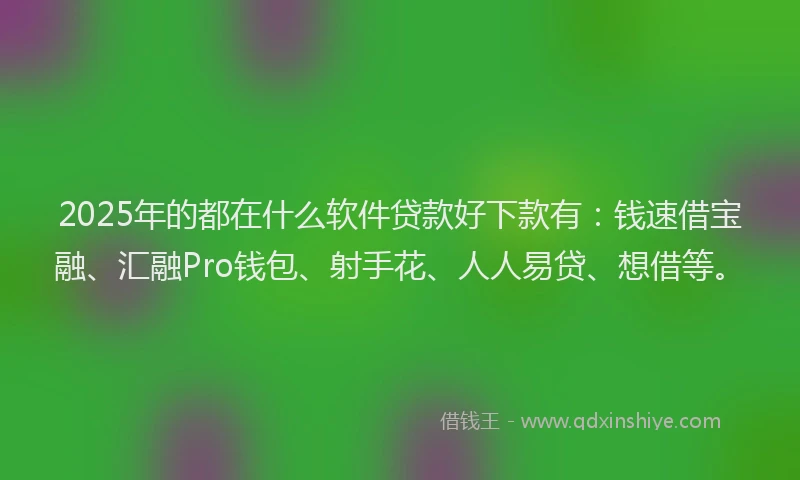 2025年的都在什么软件贷款好下款有：钱速借宝融、汇融Pro钱包、射手花、人人易贷、想借等。