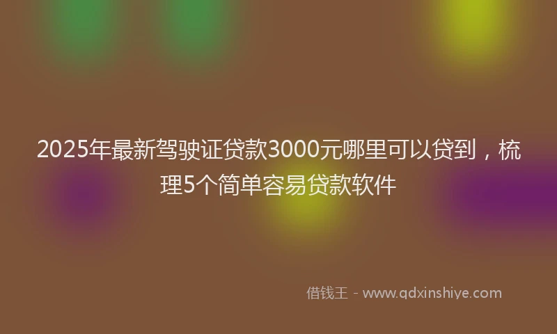 2025年最新驾驶证贷款3000元哪里可以贷到，梳理5个简单容易贷款软件