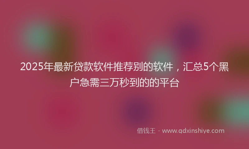 2025年最新贷款软件推荐别的软件，汇总5个黑户急需三万秒到的的平台