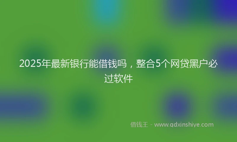 2025年最新银行能借钱吗，整合5个网贷黑户必过软件