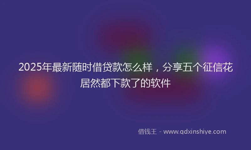 2025年最新随时借贷款怎么样，分享五个征信花居然都下款了的软件