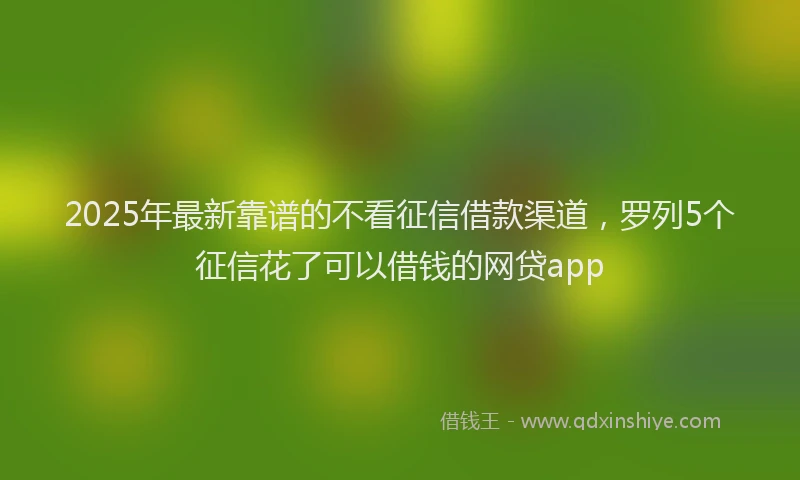 2025年最新靠谱的不看征信借款渠道，罗列5个征信花了可以借钱的网贷app