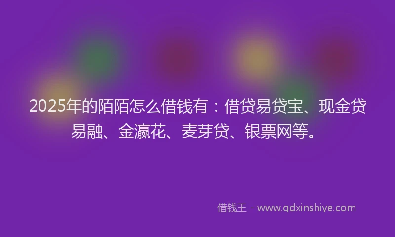 2025年的陌陌怎么借钱有：借贷易贷宝、现金贷易融、金瀛花、麦芽贷、银票网等。