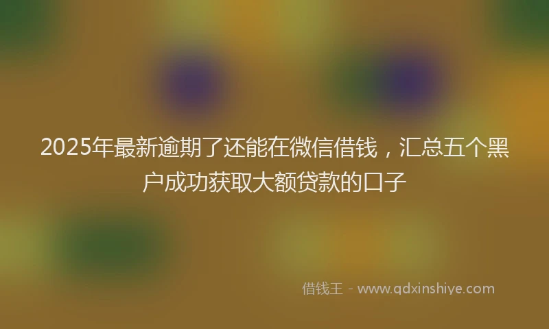 2025年最新逾期了还能在微信借钱，汇总五个黑户成功获取大额贷款的口子