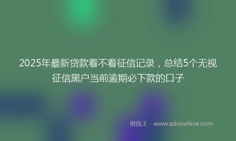 2025年最新贷款看不看征信记录，总结5个无视征信黑户当前逾期必下款的口子
