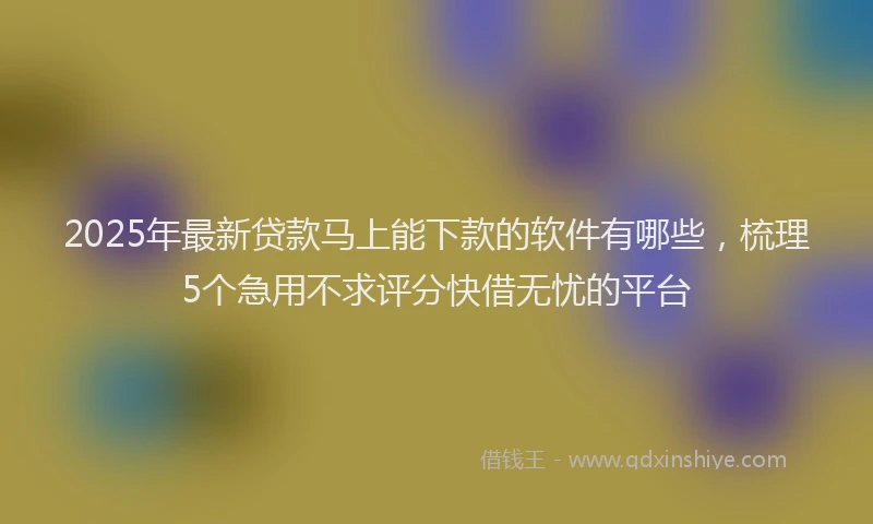 2025年最新贷款马上能下款的软件有哪些，梳理5个急用不求评分快借无忧的平台