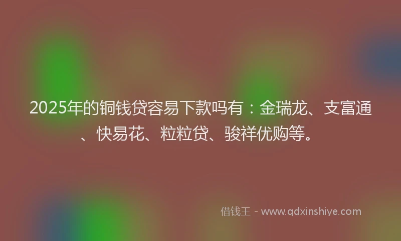 2025年的铜钱贷容易下款吗有：金瑞龙、支富通、快易花、粒粒贷、骏祥优购等。