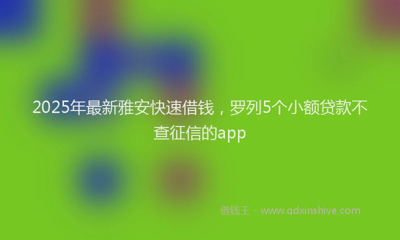2025年最新雅安快速借钱，罗列5个小额贷款不查征信的app