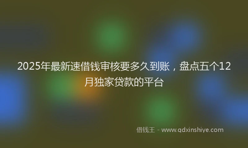 2025年最新速借钱审核要多久到账，盘点五个12月独家贷款的平台