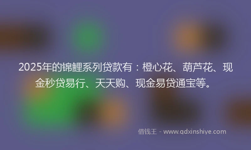 2025年的锦鲤系列贷款有：橙心花、葫芦花、现金秒贷易行、天天购、现金易贷通宝等。