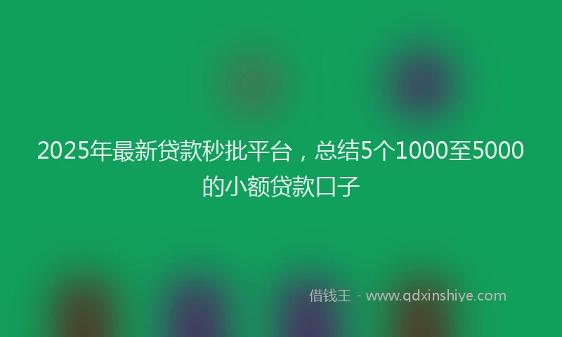 2025年最新贷款秒批平台，总结5个1000至5000的小额贷款口子